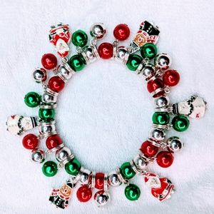 Vintage Christmas Charm Bracelet, Metal & Enamel